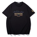 Men's oversized black cotton T-shirt featuring artistic Relationship letter print - XL / Black