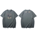 Vue avant et arrière du T-shirt oversize gris foncé avec imprimé graphique réfléchissant - XL / Vert Foncé