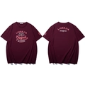 T-shirt bordeaux oversize da uomo in cotone con scritte vintage bianche sul fronte e sul retro - 3XL / Bordeaux