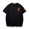 Black cotton t-shirt with double snake logo and gold emblem on the sleeve - XL / Black