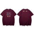 T-shirt en coton bordeaux surdimensionné avec imprimé Major réfléchissant devant et dos - XL / Bordeaux