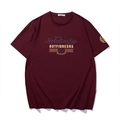 Burgundy short-sleeved cotton T-shirt featuring vintage lettering and a crew neck - XL / Wine Red