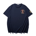 Men's navy blue cotton t-shirt with gold snake logo print and short sleeves - XL / Navy Blue