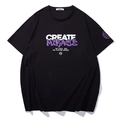 Überdimensionales schwarzes Herren T-Shirt mit 'CREATE MIRACLE' Graffiti-Schriftzug und Logos - XL / Schwarz