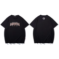Oversized zwart katoenen T-shirt met America grafische print in tijgerpatroon - XL / Zwart