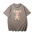 Oversized Herren Baumwoll-T-Shirt in Khaki mit LIUG EJIA Bären-Grafikdruck - XL / Hellkaffee