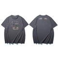 Men's charcoal grey oversized T-shirt with reflective LIUGEJIA 1981 Major print design - Space Gray