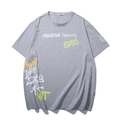 Grey oversized street style t-shirt with artistic graffiti prints and a round neck - Marl Grey