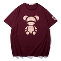 Oversize T-Shirt in Burgund mit geometrischem Bären-Grafikdruck für Herren - XL / Weinrot