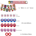 Dettaglio del kit festa indipendenza USA con striscioni del 4 luglio e palloncini - Set 2 Giorno dell'Indipendenza (Banner e 20 Palloncini)