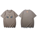 T-shirt oversize kaki con grafica a doppio leone riflettente e stampa LIUGEJIA - XL / Caffè Chiaro
