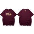 T-shirt bordeaux surdimensionné avec graphique de serpent doré et lettrage slogan - XL / Bordeaux