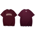 Bordeauxrood oversized T-shirt met America-letterprint in tijgerpatroon en ronde hals - XL / Bordeauxrood