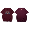 T-shirt oversize bordeaux con stampa a leone riflettente e classico scollo rotondo - XL / Rosso Vino