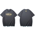 Dark gray round neck T-shirt with red snake print and golden totem on the back - Space Gray