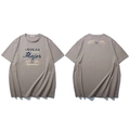 Taupe oversized t-shirt with retro reflective print graphics on front and back - Light Coffee