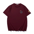Burgundy loose cotton T-shirt featuring New York print and round neck design - XL / Tops / Wine Red