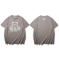 Dark grey oversized bear print T-shirt with classic crew neck and premium cotton texture - Light Coffee