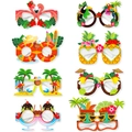 Set di 8 occhiali da festa tropicali in carta con fenicotteri e motivi da spiaggia - Varietà di Stile Tropicale Estivo