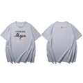 Grey oversized crew neck T-shirt with reflective graphic prints on front and back - Gray