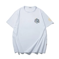 White oversized cotton T-shirt with New York print and golden logo on the sleeve - XL / Tops / White