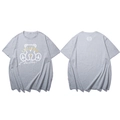 Gray oversized T-shirt with bear graphic print and yellow LIUGEJIA text on front - Gray