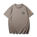 Men's oversized khaki t-shirt featuring New York print and reflective gold details - Light Coffee