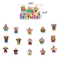 Dettaglio set di 16 decorazioni per torte a tema cane con varie razze e cappellini festivi - Set di Cake Topper