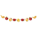 Ghirlande di Rosh Hashanah con mela, vasetto di miele ed elementi festivi dello Shofar - Striscione Accessori con Motivi