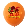 Oranger Thanksgiving Ballon mit Happy Thanksgiving Aufdruck und Kürbis mit Hut - Kürbis-Muster / Orange