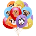 Set di palloncini colorati per compleanno a tema cane con stampe di razze e nastri dorati - 10 Palloncini con Nastro