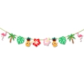 Striscione per festa hawaiana con fenicotteri, ananas e foglie di palma per decorazione - Striscione Accessori con Motivi