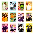 Detail view of 12 unique Halloween DIY sticker sheets featuring pumpkins and ghosts - Single Sheet Style