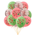 Summer watermelon theme party balloon set with pink, green and rose gold confetti balloons - Style A Rose Gold Confetti (Green+Red)