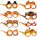 Lot de 8 lunettes de fête en papier pour Thanksgiving avec dinde, citrouille et feuilles - Ensemble de Lunettes d'Action de Grâce