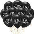 Gender reveal balloons set in black latex with He or She print and gold ribbons - 10 Black