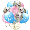 Ballons de révélation de genre He or She avec rubans roses bleus et dorés - 5 Rose + 5 Bleu + 5 Confettis Multicolores
