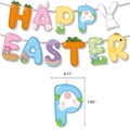 Happy Easter banner dimensions showing colorful egg and bunny flags with height of 7.85 inches - Irregular Easter Banner