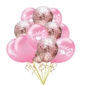 Set di palloncini coriandoli oro rosa e rosa Bride to be per decorazioni nuziali - Combinazione Rosa Stampata e Paillettes Oro Rosa