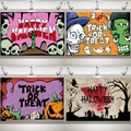 Lot de quatre toiles de fond d'Halloween avec motifs citrouilles et squelettes festifs - Décor de fond