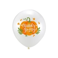 Palloncino del Ringraziamento in lattice bianco con zucca arancione e foglie d'acero - Stile Motivo Zucca (Palloncino Bianco)