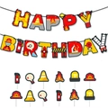 Fire truck birthday party kit with happy birthday banner and themed cake topper set - Cake Topper And Banner