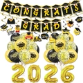 Set decorazioni laurea 2026 con palloncini oro 2026 e striscione congrats grad - Set B: Banner Riccioli Palloncino Alluminio 2026 Palloncini e Nastro