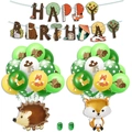 Décoration fête forêt avec ballons hérisson et renard pour anniversaire d'enfants - Collection de Ballons en Aluminium et Bannières à Pois Verts (Combo 5)