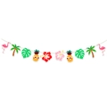 Striscione per festa hawaiana con fenicotteri rosa e ananas con occhiali da sole - Stile Elementi Tropicali (新款夏威夷小拉旗)