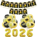 Set decorazioni laurea 2026 con striscione Congrats Grad e palloncini dorati festivi - Set C: Banner Palloncino Alluminio 2026 Palloncini e Nastro