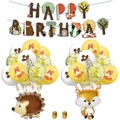 Set de ballons animaux de la jungle avec décorations renard et écureuil pour fête enfant - Collection de Ballons en Aluminium et Bannières à Paillettes Dorées (Combo 8)