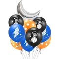 Space theme party balloon set with rocket, astronaut prints and silver crescent moon - Rocket Astronaut Polka Dot Moon Foil