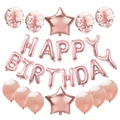 Rosegold Happy Birthday Luftballon Set mit Folienbuchstaben, Sternen und Konfetti-Ballons - Roségold Set
