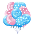 Gender reveal party decoration set with blue and pink He or She latex balloons - Pink Blue Polka Dot Text Mix / 12 Inch